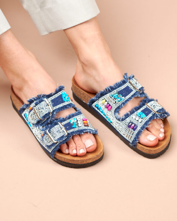 Mules à boucles en denim – Image 2